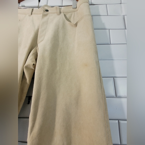 Neil Barrett Made In Italy Mens Light Tan Faux Suede Pant Flat Front Pockets Str - Picture 6 of 11